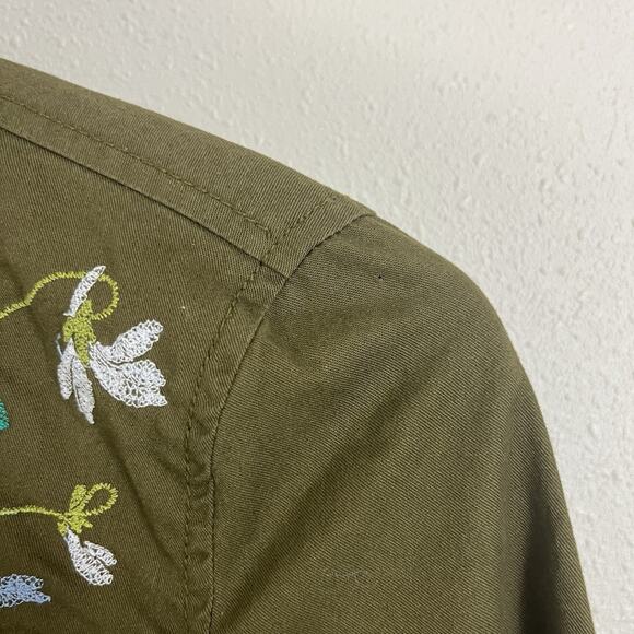 Ann Taylor Floral Embroidered Belted Utility Jacket S Small Military Safari - Picture 8 of 8